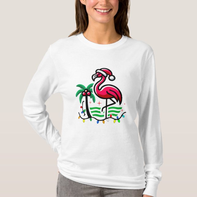 Camiseta "Festa de Flamingo de Natal" (Frente)