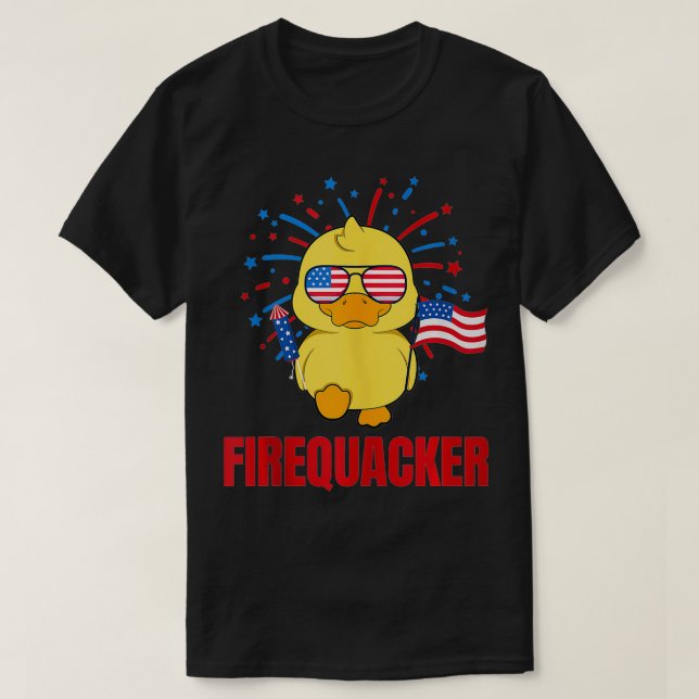 Camiseta Festa de fogos de artifício FIREQUACKER de pato de (Frente do Design)