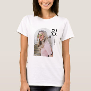 Camiseta Festa de Formatura com Arco Rosa Minimalista Moder