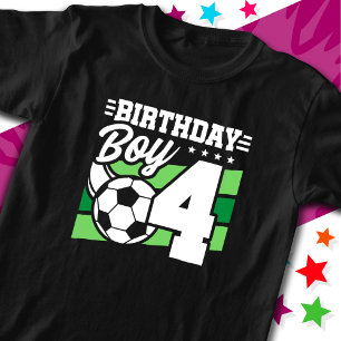Camiseta Festa de futebol de 4 anos, 4 aniversariante