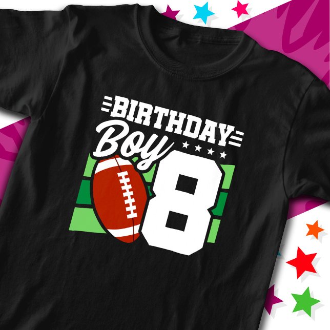 Camiseta Festa de Futebol de 8 anos Tema do 8.º Aniversário (Criador carregado)