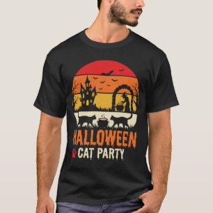 Camiseta Festa de Gato de Halloween Bruxa Caldeirão Silhuet