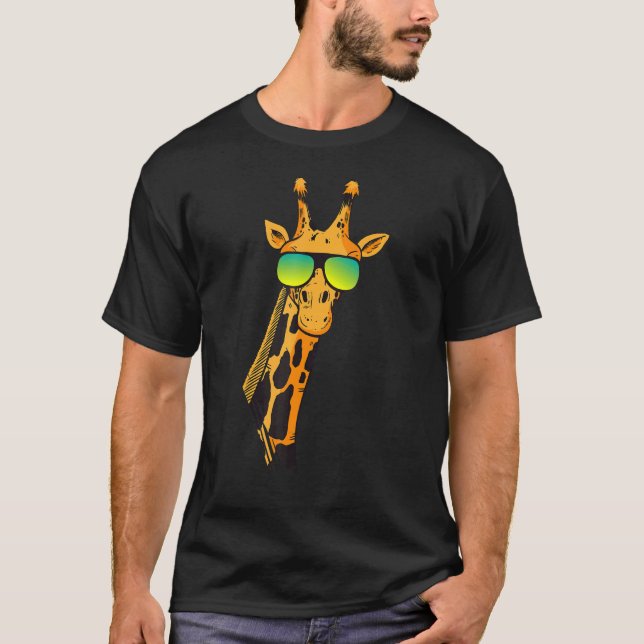 Camiseta Festa de Girafa, Óculos de sol, Festa de animais (Frente)