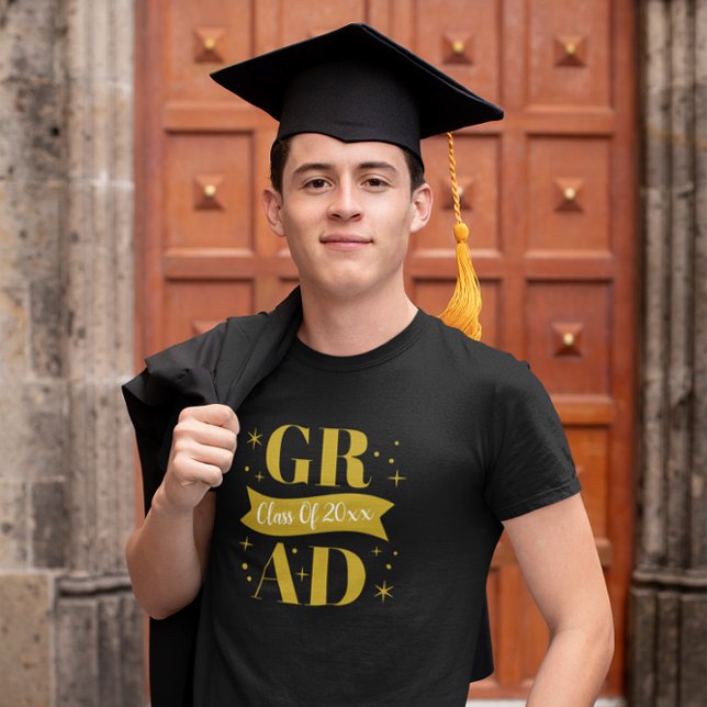 Camiseta Festa de Graduação Dourada e Branca (Criador carregado)