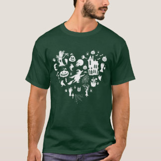 Camiseta Festa de Halloween, amigo do Halloween Heart Hallo