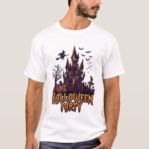 Camiseta Festa de Halloween Castelo Assombrado Abóboras Mor