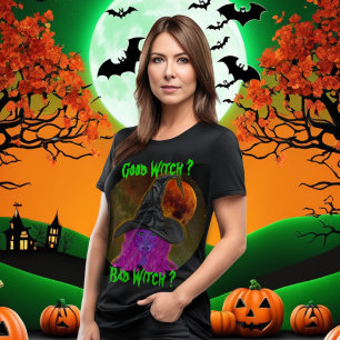 Camiseta Festa de Halloween da Boa Bruxa e da Bruxa Má 