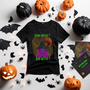 Camiseta Festa de Halloween da Boa Bruxa ou da Má Bruxa