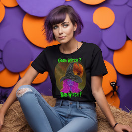 Camiseta Festa de Halloween da Boa Bruxa ou da Má Bruxa