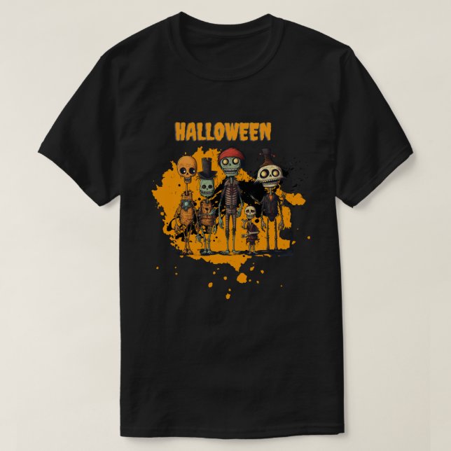 Camiseta Festa de Halloween de Skeleton (Frente do Design)