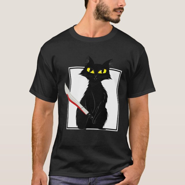 Camiseta Festa de Halloween de Terror  Faca com Salpico de  (Frente)