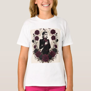 Camiseta Festa de Halloween de Vampiro Gótico Rosa Burgundy