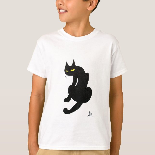 CAMISETA FESTA DE HALLOWEEN DO GATO PRETO (Frente)