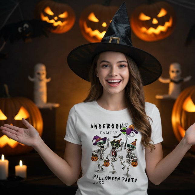 Camiseta Festa de Halloween do Nome Personalizado da Famíli (Criador carregado)