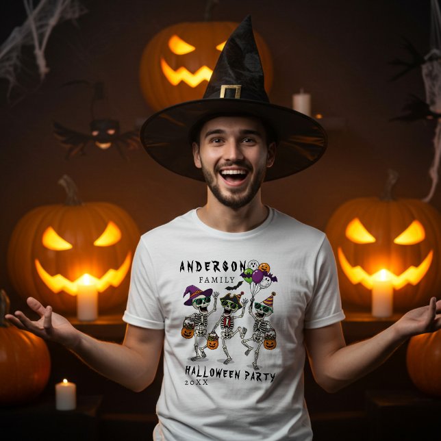 Camiseta Festa de Halloween do Nome Personalizado da Famíli (Criador carregado)