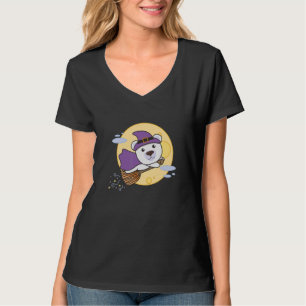 Camiseta Festa de Halloween do Urso Polar Fantasia de Bruxa