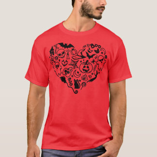Camiseta Festa De Halloween Em Forma De Coração Amor Cai Vi