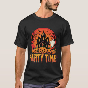 Camiseta Festa de Halloween Fantasma Desenho de Abóbora_1