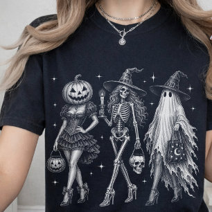 Camiseta Festa de Halloween Garotas Assustadoras Vintage