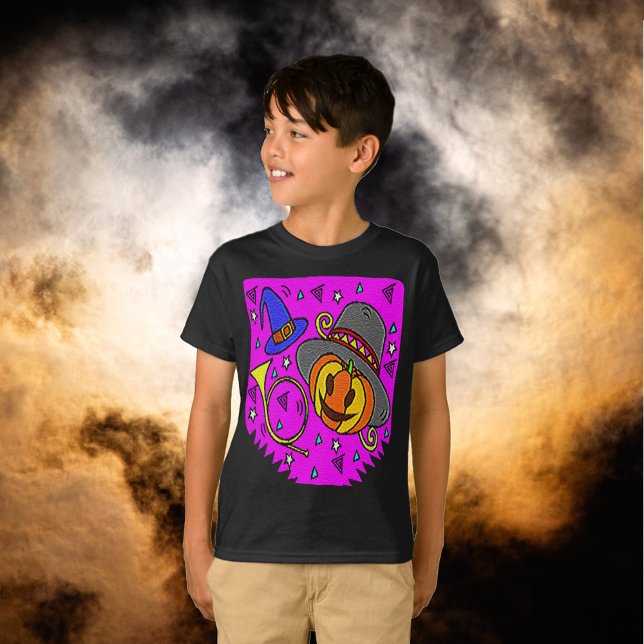 Camiseta Festa de Halloween Jack O'Lanterna Bugle Roxo Kids (Halloween Party Jack O'Lantern Bugle Purple Kids T-Shirt)
