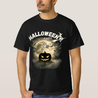 Camiseta Festa de Halloween Lua Abóbora Fantasma Vintage Ha