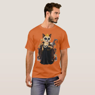 Camiseta Festa de Halloween pela Bruxa Gato Siames