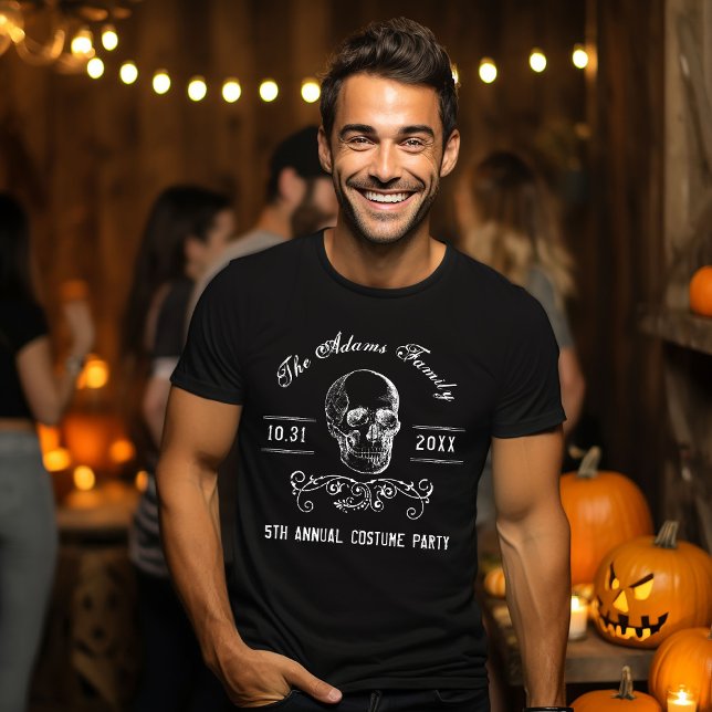Camiseta Festa de Halloween Personalizada do Crânio Negro e (Criador carregado)