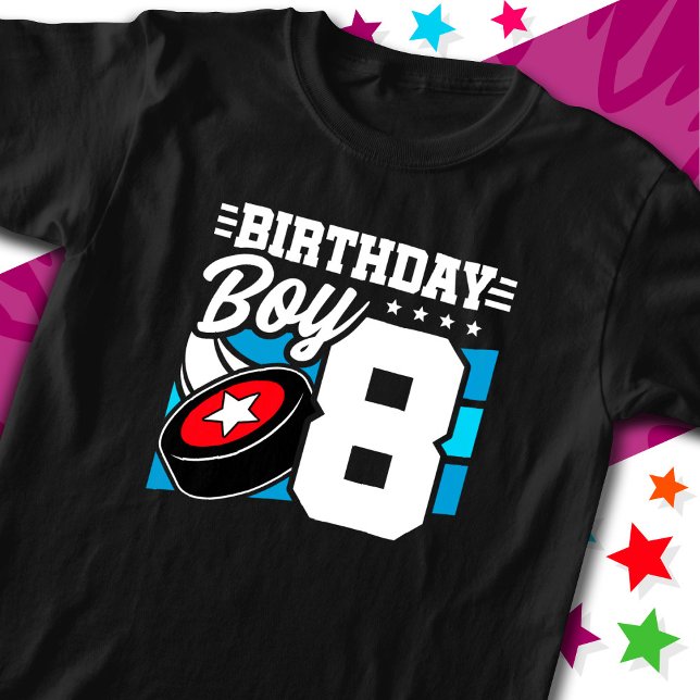 Camiseta Festa de Hóquei de 8 anos Tema do 8.º Aniversário (Criador carregado)