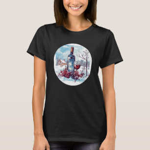 Camiseta Festa de inverno com neve e vinho tinto durante o