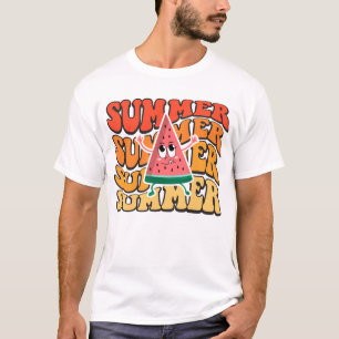 Camiseta Festa de Melancia Groovy Retro de Verão Fofo