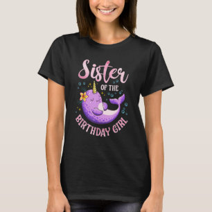 Camiseta Festa de Menina de Nascimento Narwal Fornece Irmã