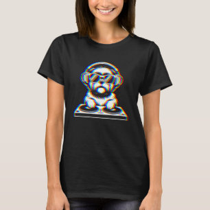 Camiseta Festa de Música EDM Rave Glitch DJ Shih Tzu Engraç