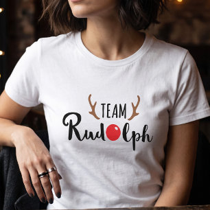 Camiseta Festa de Natal da Equipe Feminina Rudolph
