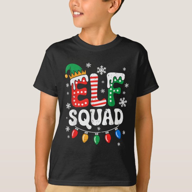 Camiseta Festa De Natal Da Família Groovy Elf Squad Elf Paj (Frente)