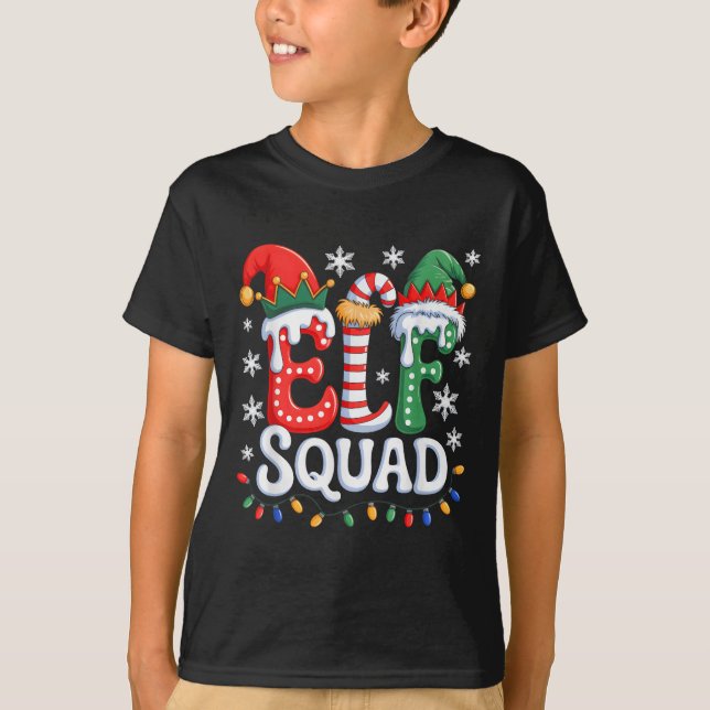 Camiseta Festa De Natal Da Família Groovy Elf Squad Elf Paj (Frente)