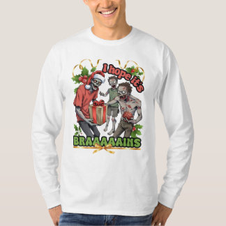 Camiseta Festa de Natal de camisola feia cérebros de zumbis