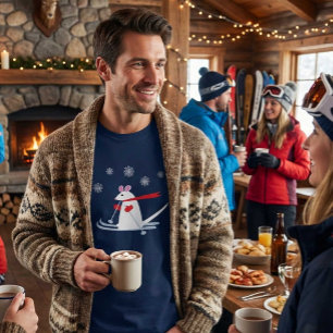 Camiseta Festa de Natal de Esqui Rato Divertido Apres Ski