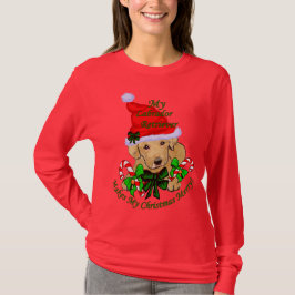 Camiseta Festa de Natal de Puppy com Laboratório Amarelo