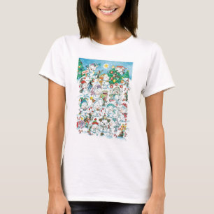 Camiseta Festa de Natal de Urso Polar e Pinguim de Desenho