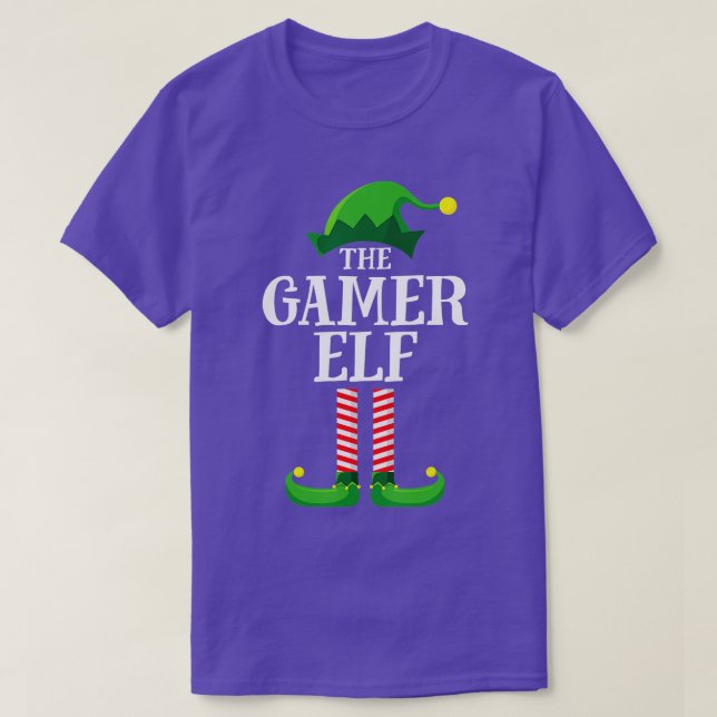 Camiseta Festa de Natal do Gamer Elf Matching Family Group (Frente do Design)