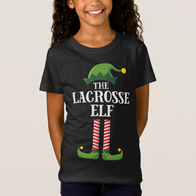 Camiseta Festa de Natal do Grupo Familiar do Lacrosse Elf M (Frente)