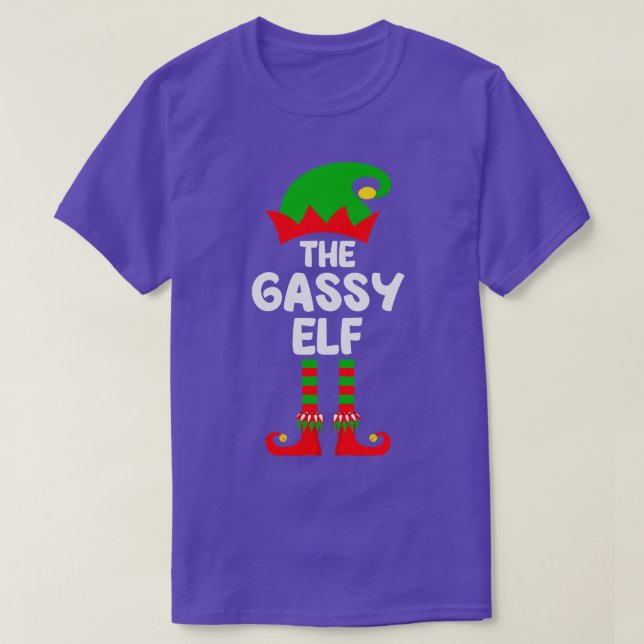 Camiseta Festa de Natal do Grupo Familiar Gassy Elf Matchin (Frente do Design)