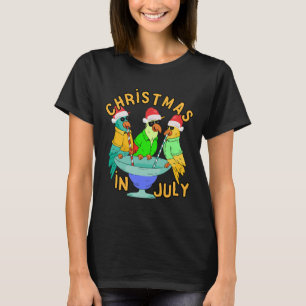Camiseta Festa de Natal em Julho com Papagaio Engraçado na 