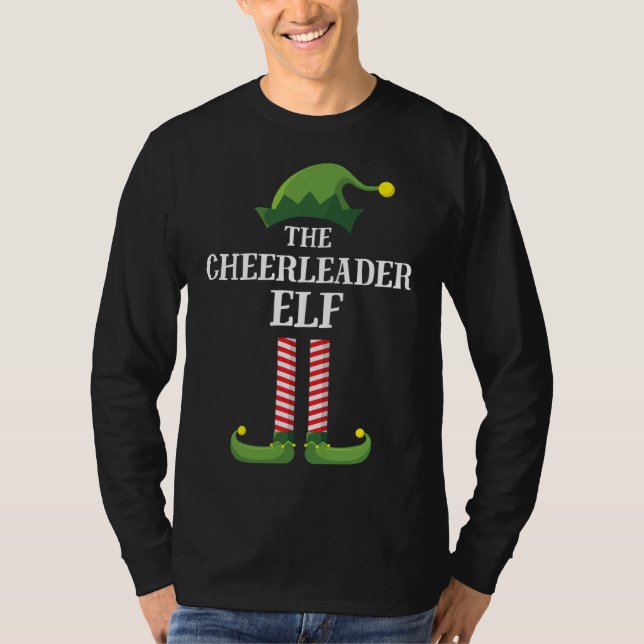 Camiseta Festa de Natal Familiar de cheerleader Elf Corresp (Frente)