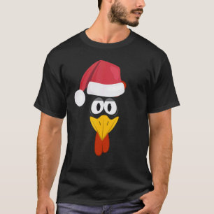 Camiseta Festa de Natal Fantasia de Frango Grande Rosto de