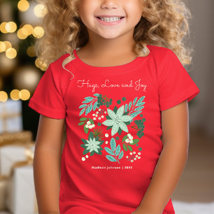 Camiseta Festa de Natal Floral Fofo Vermelho