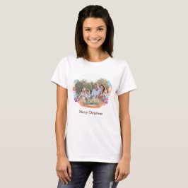 Camiseta Festa de Natal Floral Wreath Foto da mãe