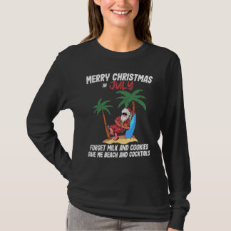Camiseta Festa de Natal na Praia em Julho Papai Noel Homens