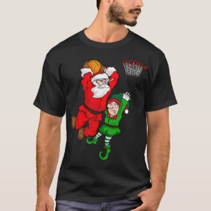 Camiseta Festa de Natal no Basquete Santa Claus Slam Dunk E
