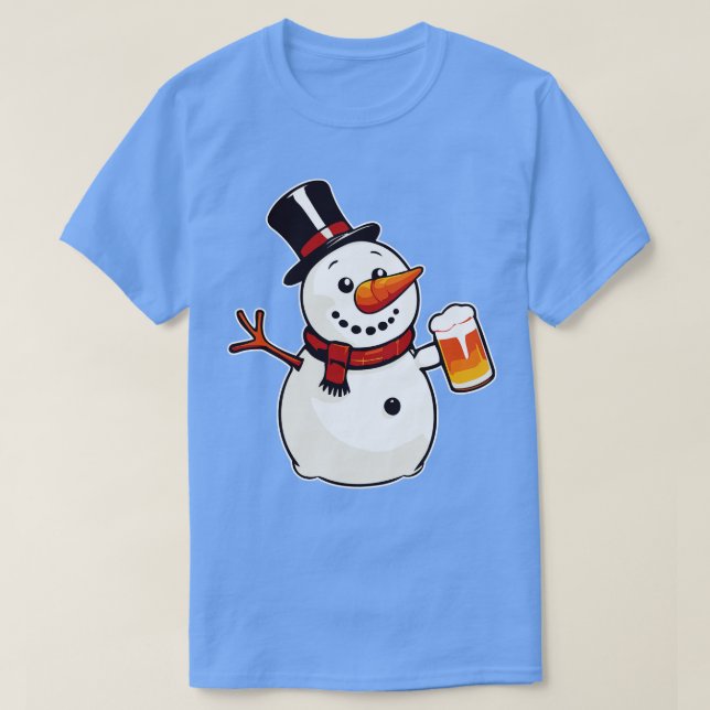 Camiseta Festa de Neve Humorística de Cerveja Design engraç (Frente do Design)